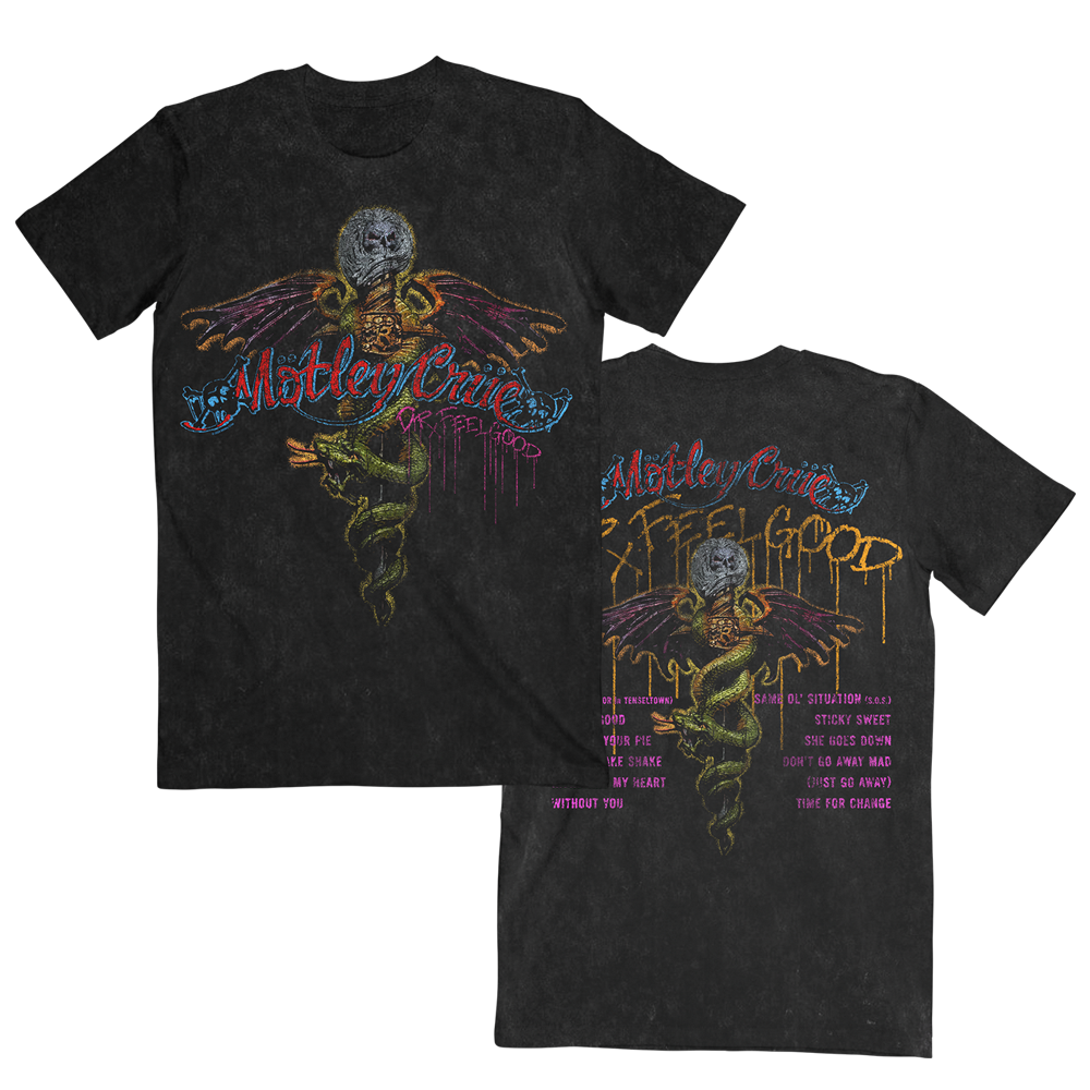 Vintage Dr. Feelgood Tracklist Oversized Tee – Motley Crue Store Vintage Dr. Feelgood Tracklist Oversized Tee – Motley Crue Store